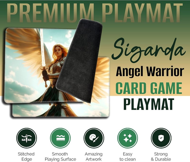 Digital Sorcery Studio Store Card Game Playmat - Premium Stitched Edge - Perfect for MTG Commander Decks (Sigarda Angel Warrior) - Image 2